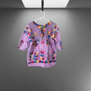 Handmade lavender embroidered shirt